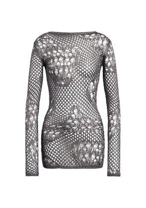 DONDUP distressed open-knit mini dress - Grey