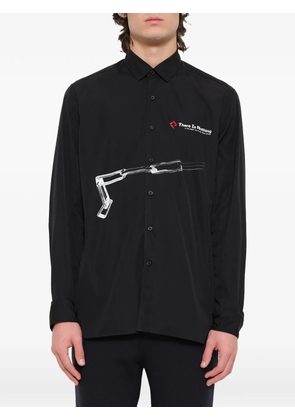Lanvin graphic-print small-collar shirt - Black