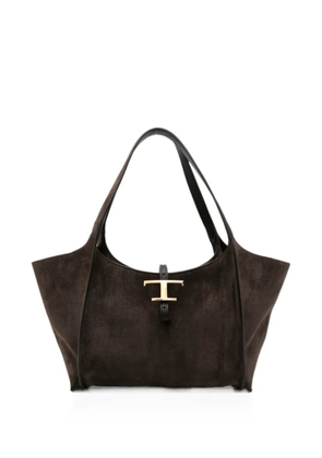 Tod's small T-Timeless suede tote bag - Brown