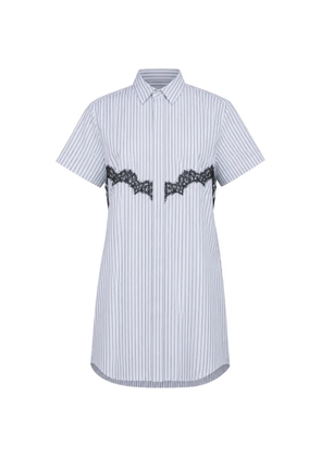 sacai striped lace-trim shirt dress - White