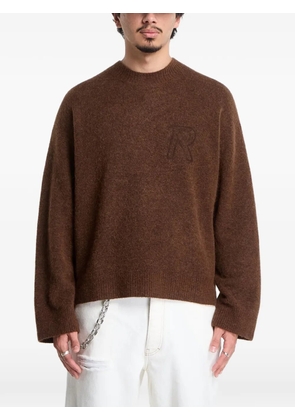 Represent logo-embroidered crew-neck sweater - Brown