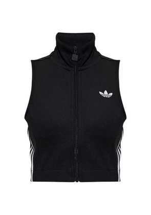adidas logo-embroidered cropped top - Black