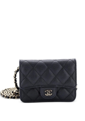 CHANEL Pre-Owned Classic Flap Card Holder on Chain Quilted Caviar Mini clutch bag - Black