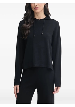 Benetton drawstring-hood side-slit hoodie - Black