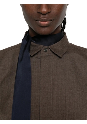 sacai long-sleeve layered mini shirt dress - Brown