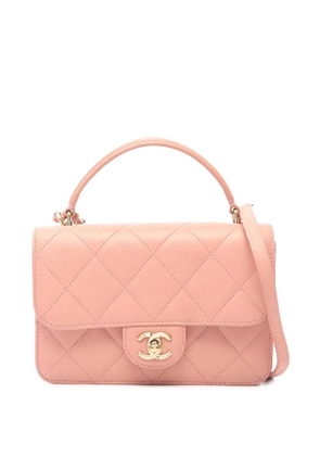 CHANEL Pre-Owned 2015 CC Quilted Lambskin Top Handle Flap satchel - Pink