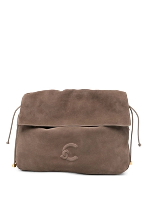 Coccinelle logo-embossed suede shoulder bag - Grey