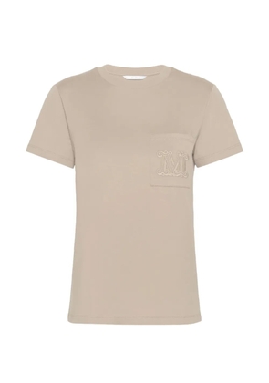 Max Mara embroidered-monogram pocket T-shirt - Neutrals