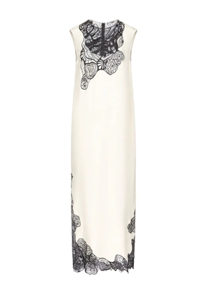 LouLou de Saison Uma lace-trim silk midi dress - White