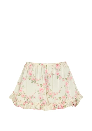 Simone Rocha floral-print ruffled shorts - Neutrals