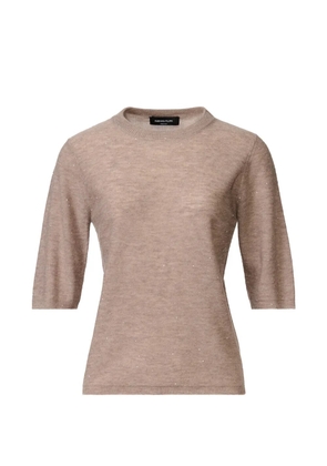 Fabiana Filippi sequin-embellished short-sleeve sweater - Neutrals