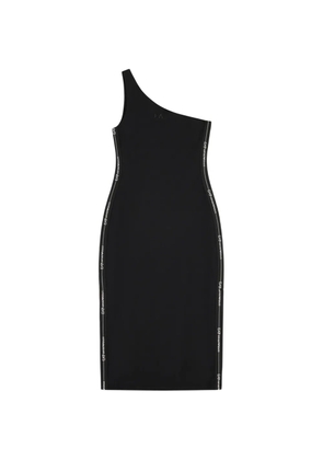 Ea7 Emporio Armani one-shoulder logo-tape midi dress - Black