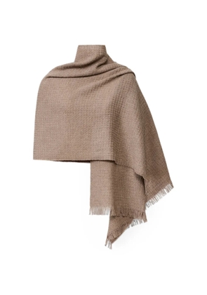 Fabiana Filippi frayed waffle-knit scarf - Brown