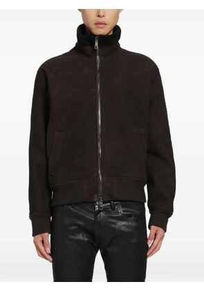 Giorgio Brato shearling-collar zip-up leather jacket - Brown