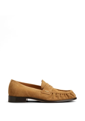 Tod's logo-appliqué suede loafers - Neutrals