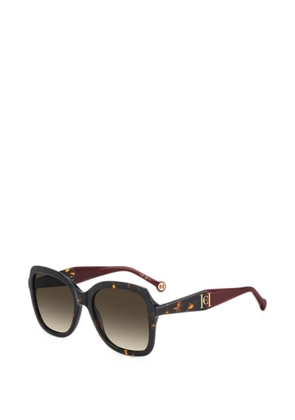 Carolina Herrera Her square-frame tortoiseshell-effect sunglasses - Brown