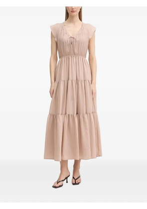 Gaudi pleated tiered midi dress - Neutrals