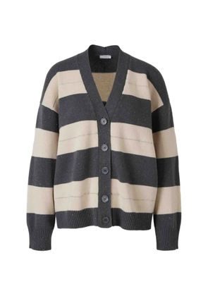 Peserico striped glitter-detail cardigan - Grey
