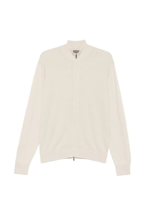 Corneliani ribbed-knit zip-fastening cardigan - Neutrals