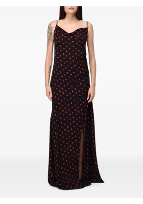 MAR DE MARGARITAS Kelly floral-print cowl-neck dress - Black