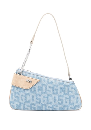GCDS logo-lettering denim shoulder bag - Blue
