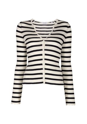 Veronica Beard striped ribbed-knit cardigan - White