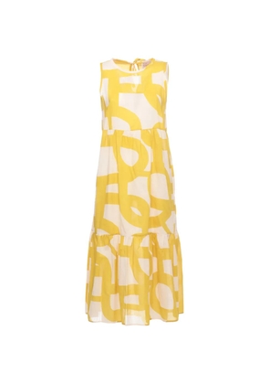 EMME Tabarin patterned sleeveless midi dress - Yellow