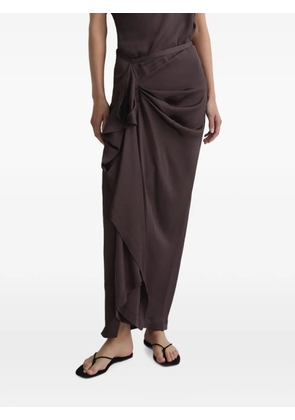 BONDI BORN Ardea draped hammered-satin maxi skirt - Brown
