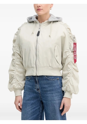 Alpha Industries ruched-sleeve hooded jacket - White