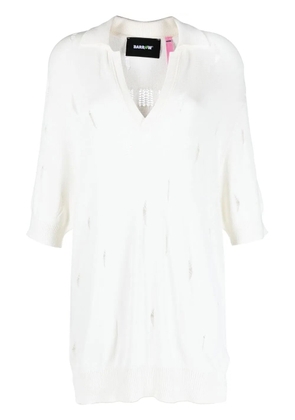 BARROW extra long distressed polo shirt - Neutrals