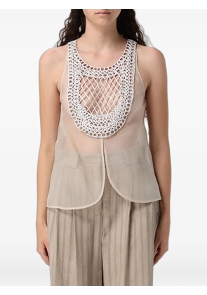 Emporio Armani macramé-insert tulle blouse - Neutrals
