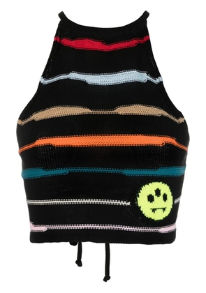 BARROW stripe-pattern halterneck top - Black