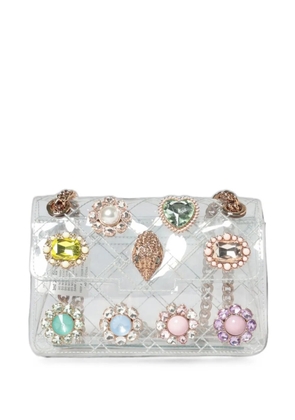Kurt Geiger London crystal-embellished quilted shoulder bag - White