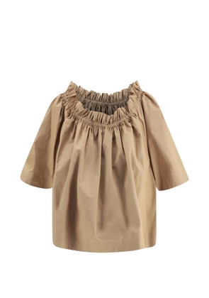 Saint Laurent ruffled gathered top - Neutrals