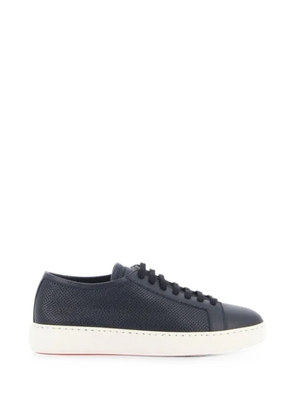 Santoni perforated-detail leather sneakers - Blue