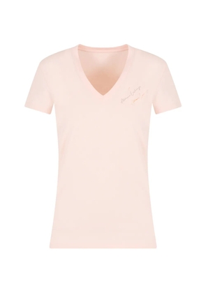 Armani Exchange logo-embroidered V-neck T-shirt - Pink