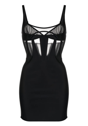 Mugler tulle-panelled jersey corset minidress - Black