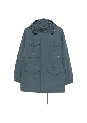 Kenzo drawstring-hem hooded parka coat - Blue