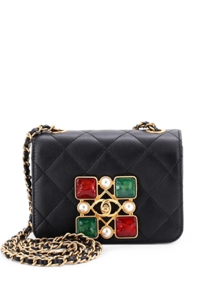 CHANEL Pre-Owned Resin and Pearl CC Full Flap Bag Quilted Calfskin Mini shoulder bag - Black