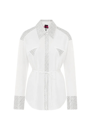PINKO stud-embellished tie-waist shirt - White