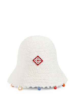 Casablanca crocheted logo-appliqué bucket hat - White