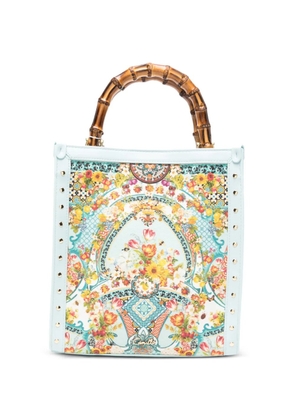 Camilla North South floral-print bamboo-handle tote bag - Blue