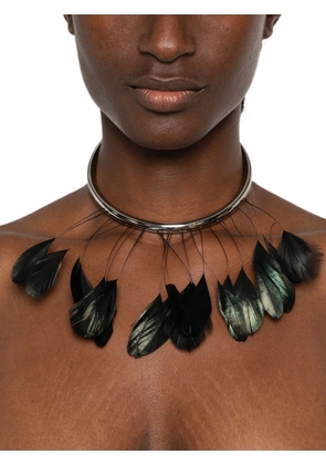 Patrizia Pepe feather-trim torque necklace - Silver