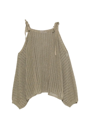 JIJIL JOLIE cold-shoulder metallic-effect jumper - Green
