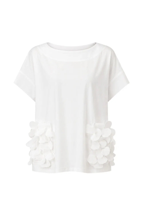 MeimeiJ floral-appliqué boat-neck T-shirt - White