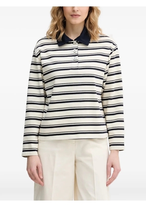 Benetton striped long-sleeved polo shirt - Neutrals