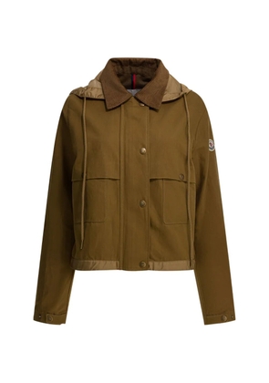 Moncler corduroy-collar hooded jacket - Brown