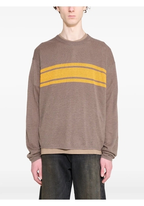 Stüssy striped-detail long-sleeved sweater - Brown