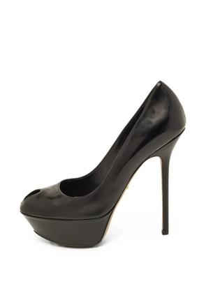 Sergio Rossi patente leather peep-toe heeled pumps - Black