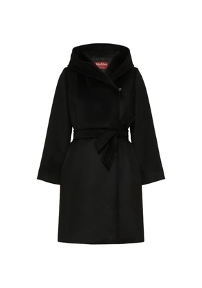 Max Mara belted hooded coat - Black